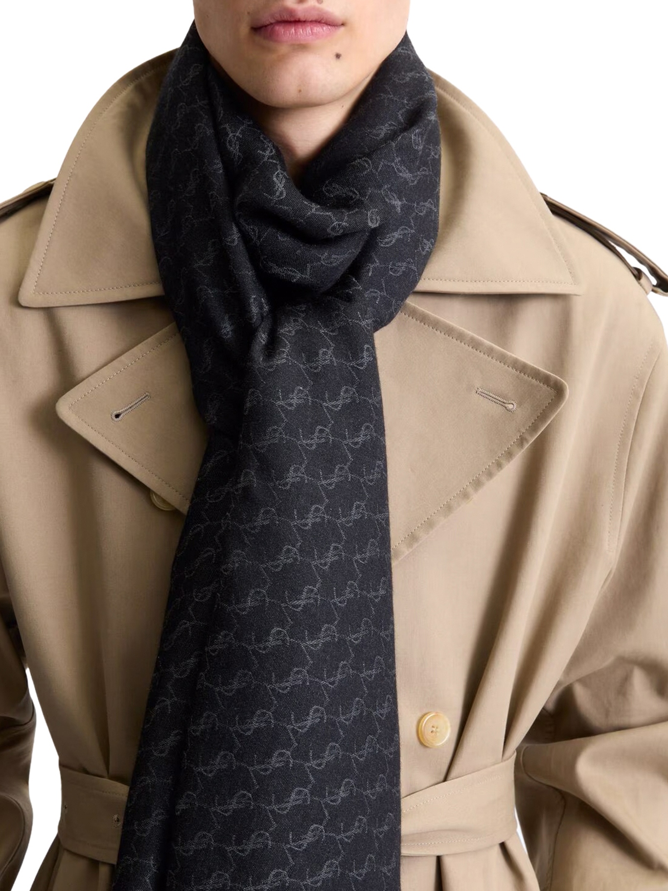 [Saint Laurent] Scarf FW26 8744463YU511061 BLACK DARK GREY