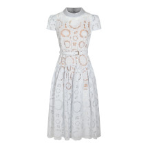 [Self - portrait] Short sleeve dress SS26 RS26167MBBLBLUE
