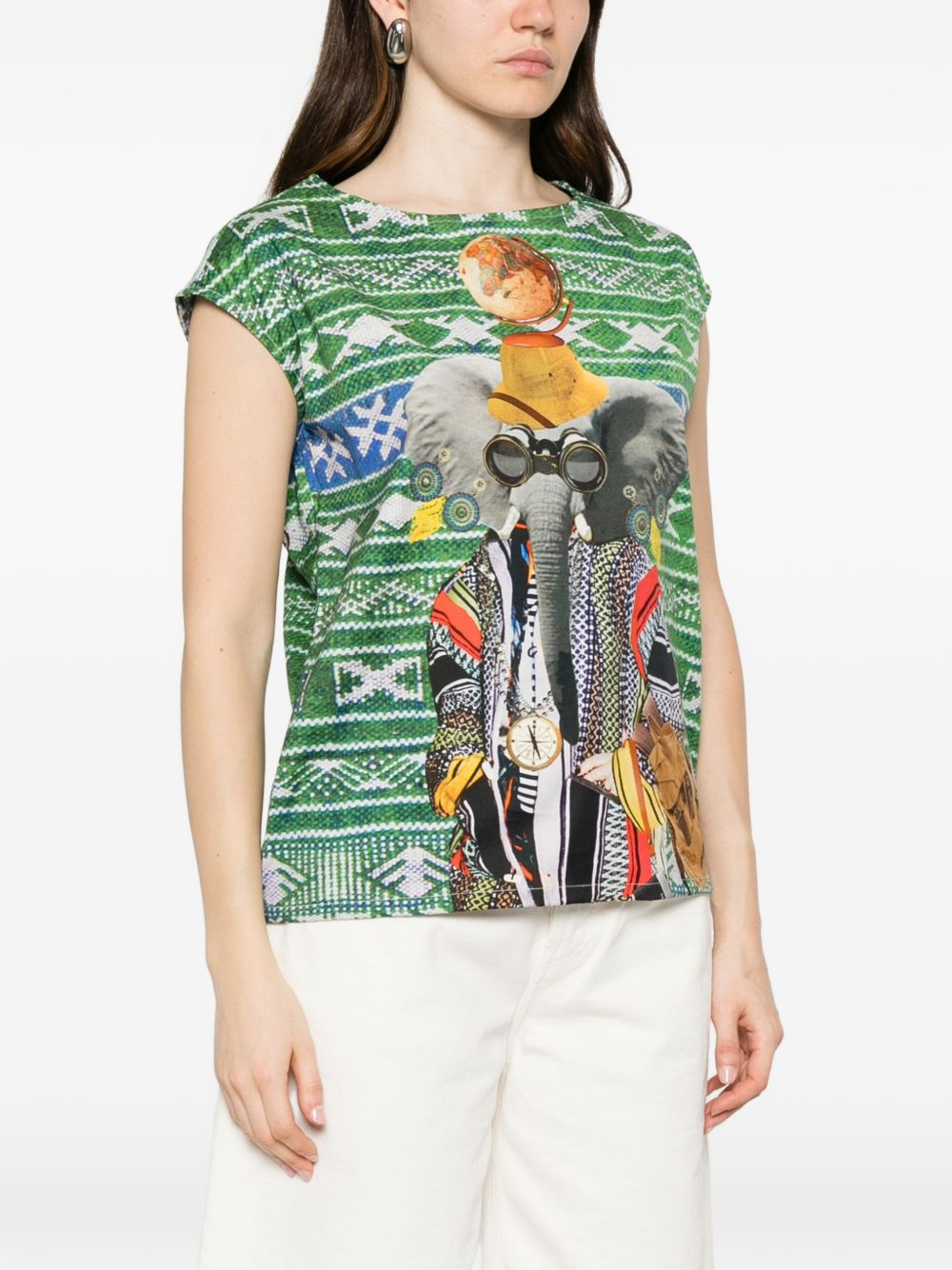 [THE ARTISTYLIST] T-shirts Sleeveless SS26 ELEPHANT TOP COTTON MLT