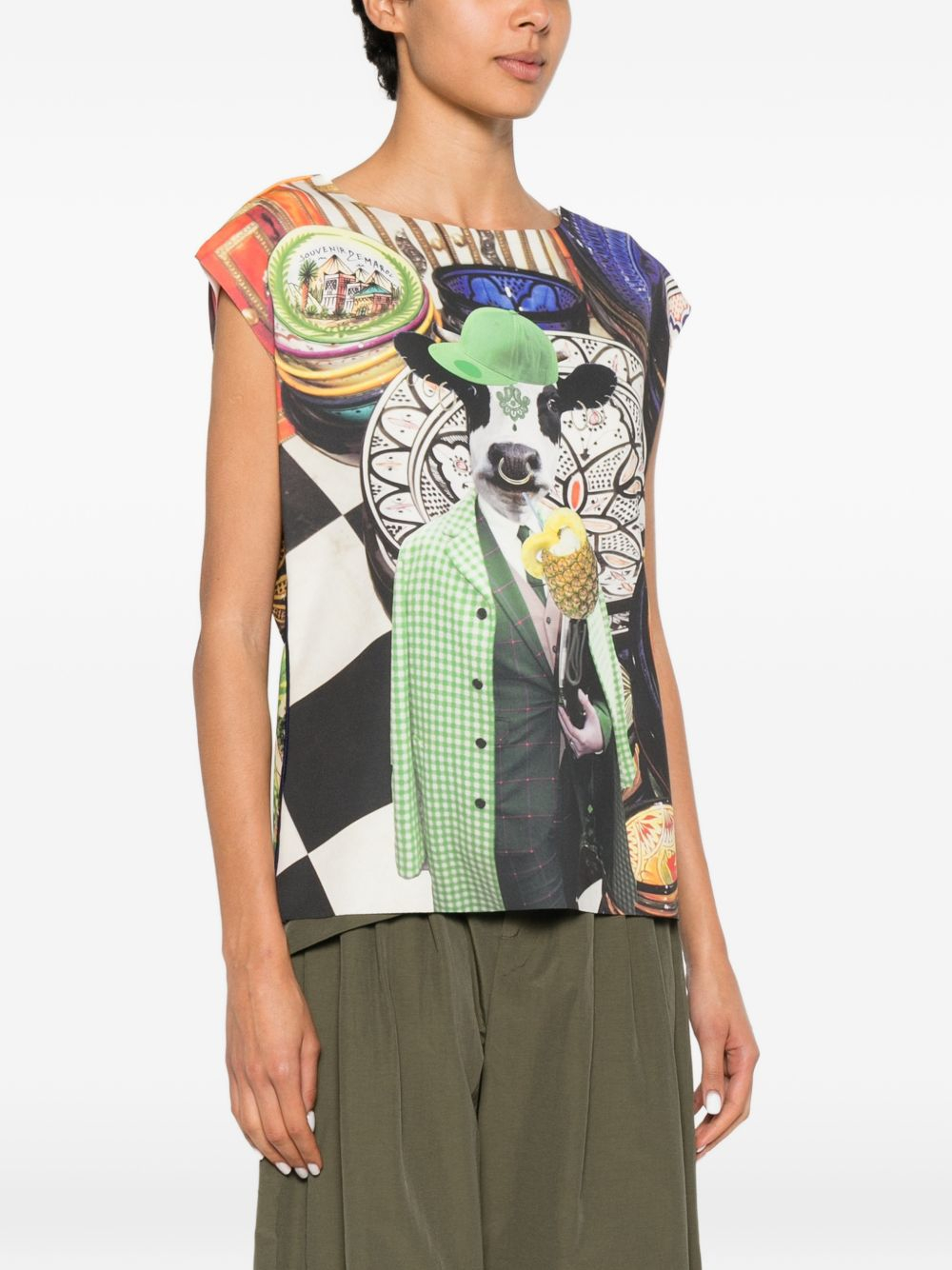 [THE ARTISTYLIST] T-shirts Sleeveless SS26 COW SCUBA TOP MLT