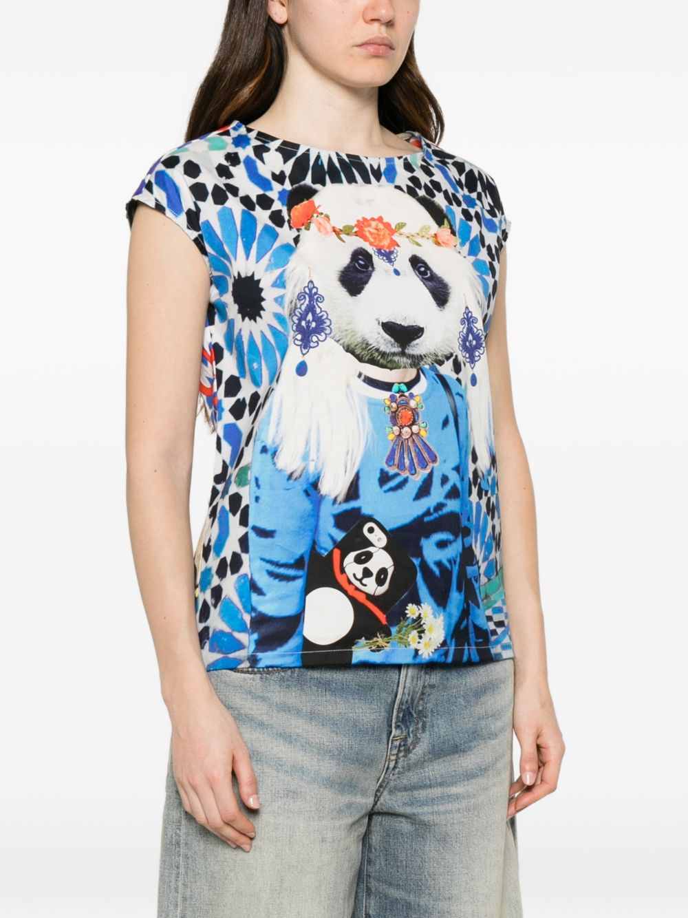 [THE ARTISTYLIST] T-shirts Sleeveless SS26 PANDA TOP COTTON MLT