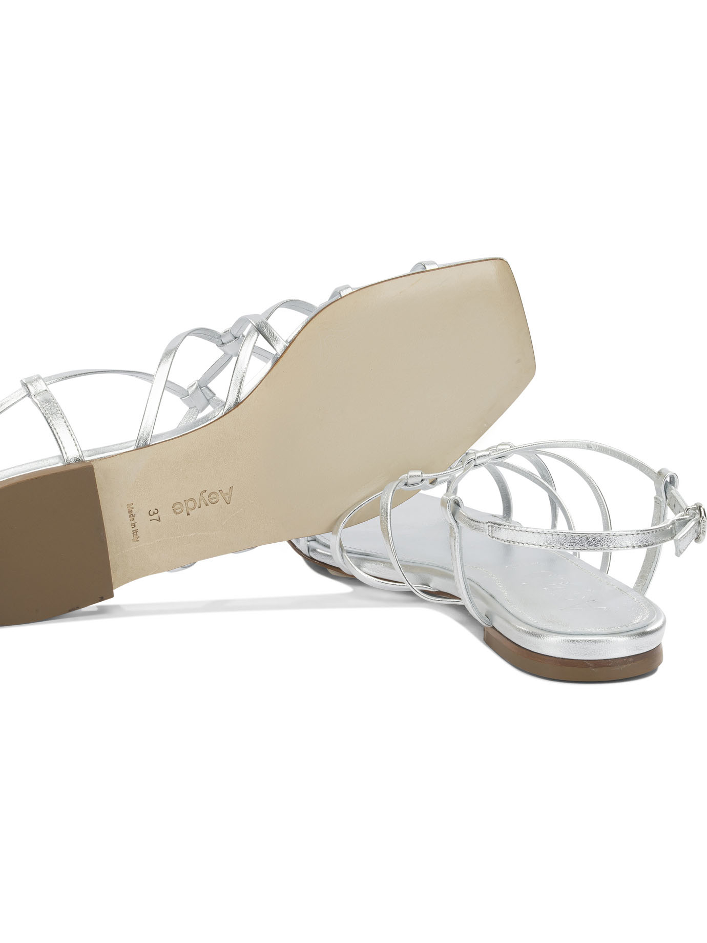 [Aeyde] Sandals FW26 ANISALAMINATED NAPPA LEATHERSILVER