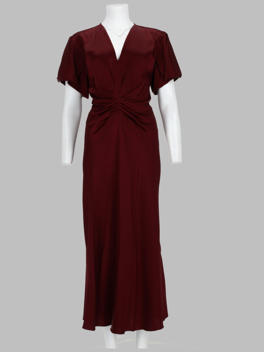 [VICTORIA BECKHAM] Short sleeve dress FW26 1226WDR005195D_BURGUNDY