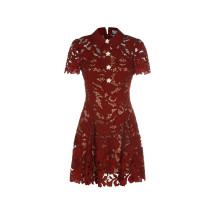 [Self - portrait] Short sleeve dress FW26 PF26-111SA-BUBURGUNDY
