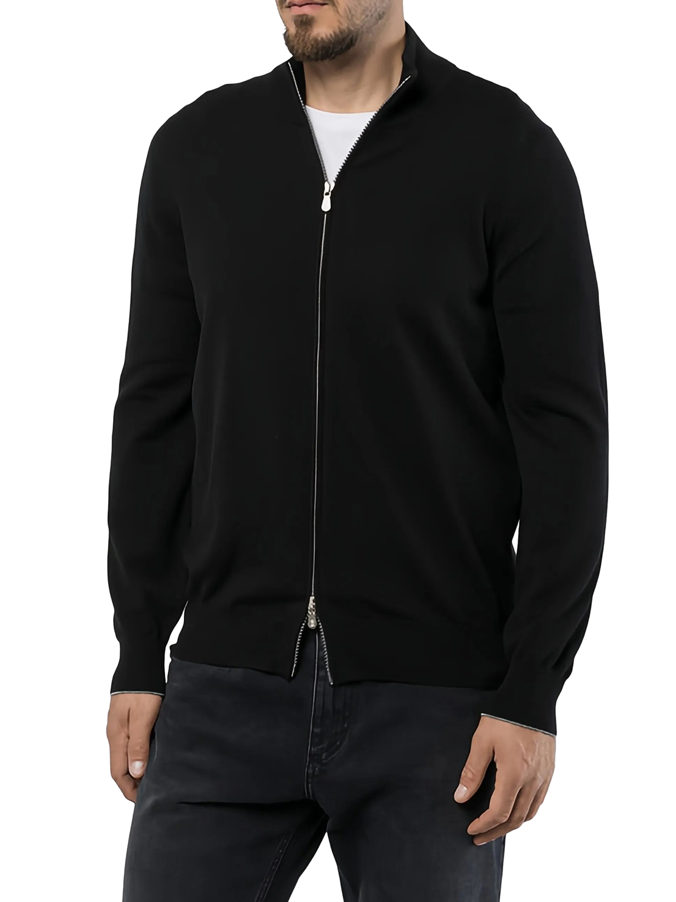 [Brunello Cucinelli] Cardigan FW26 M2200106CH101 BLACK MEDIUM GREY