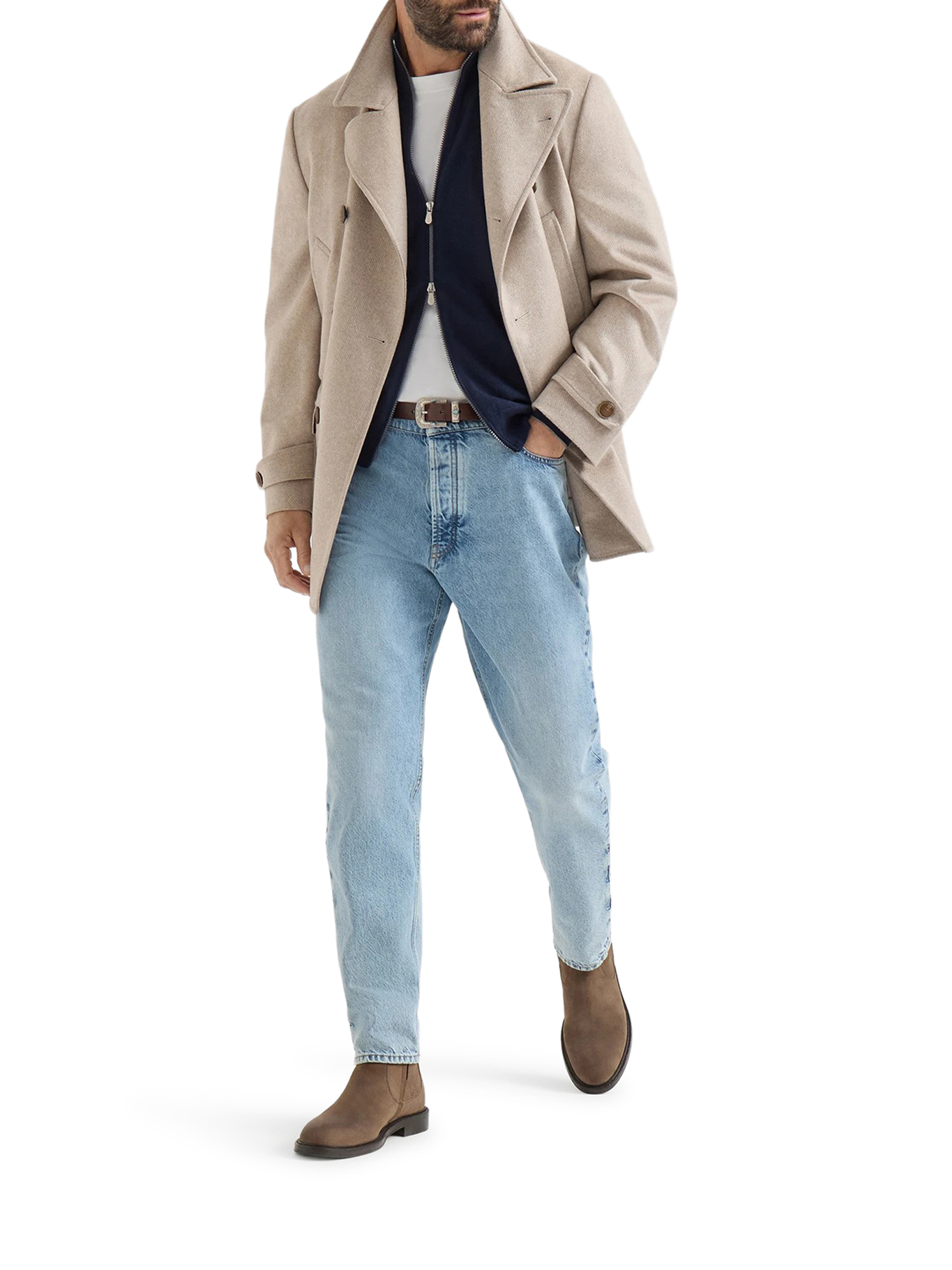 [Brunello Cucinelli] Cardigan FW26 M2200106CW425 NAVY MEDIUM GREY