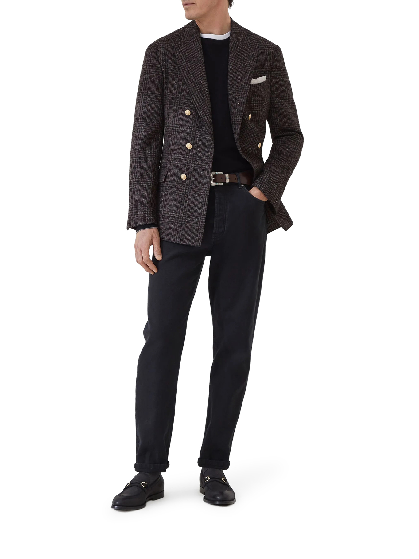 [Brunello Cucinelli] Knitwear FW26 M2200100CH101 BLACK MEDIUM GREY