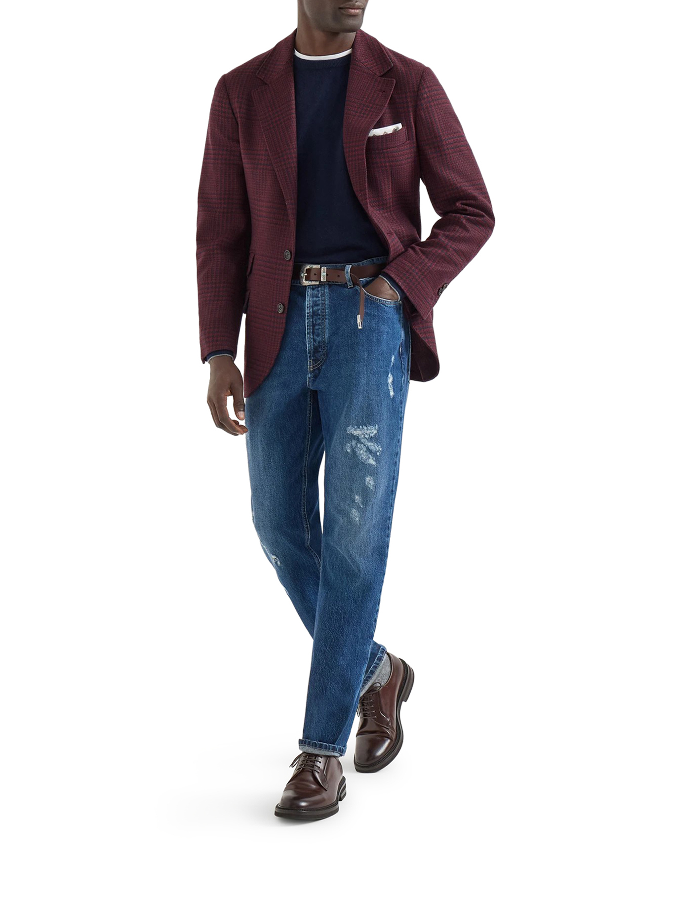 [Brunello Cucinelli] Knitwear FW26 M2200100CW425 NAVY MEDIUM GREY