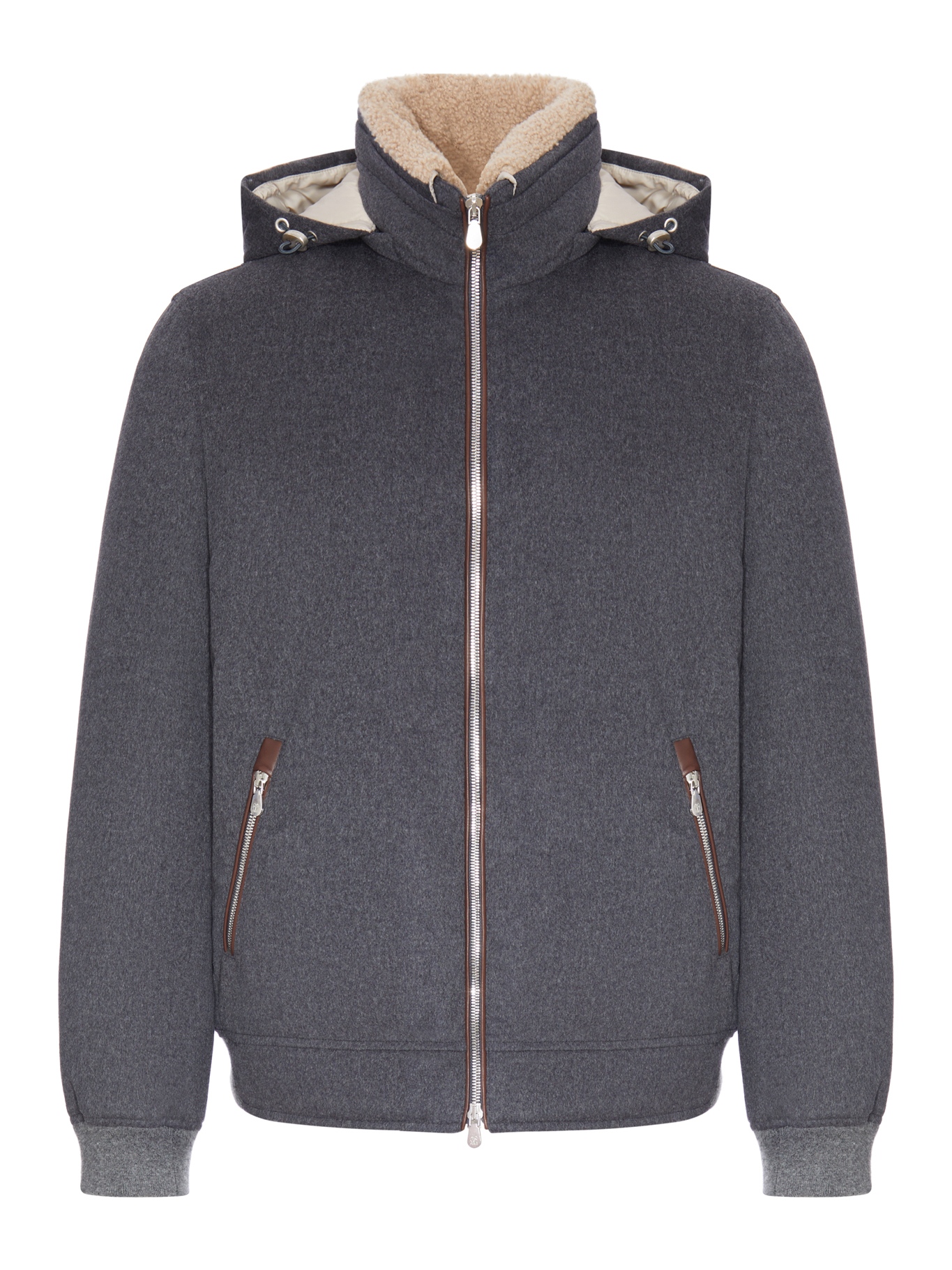 [Brunello Cucinelli] Bomber Jacket FW26 MM4701606CNV62 GREY GEYSER BISCOTTO