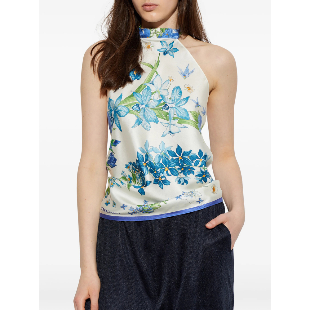 [Ferragamo] Blouse FW26 321293 0795243 AZZUR