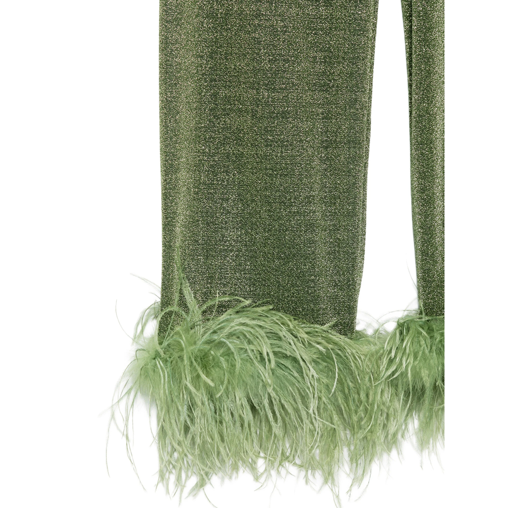 [OSEREE] Trousers SS26 LPF261 LUREX PLUM GREEN