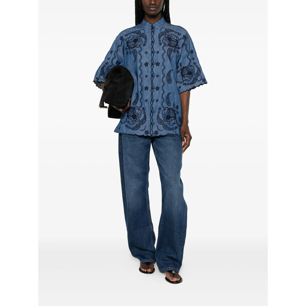 [Zimmermann] Shirts Short Sleeve FW26 8360TSS261  BLUE