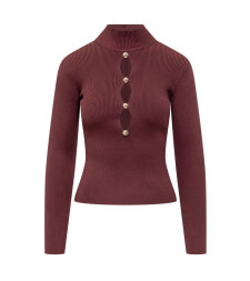[Self-portrait] T-shirts Long Sleeve SS26 RS26138TBU BURGUNDY