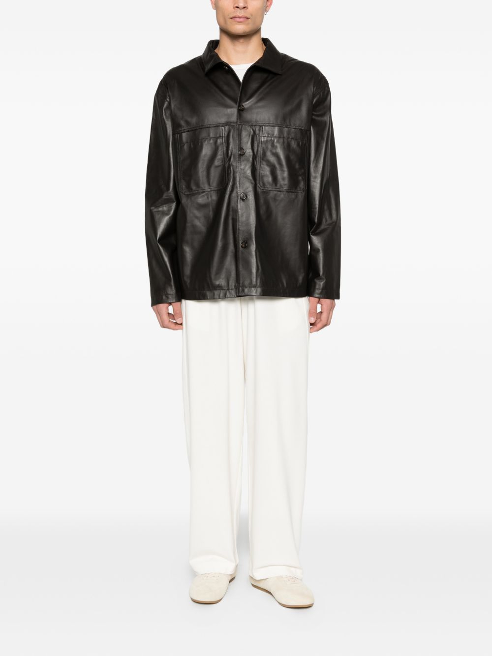 [E . ARMANI EXCLUSIVE PRE] Leather Jacket SS26 EM004729AF22948U8168