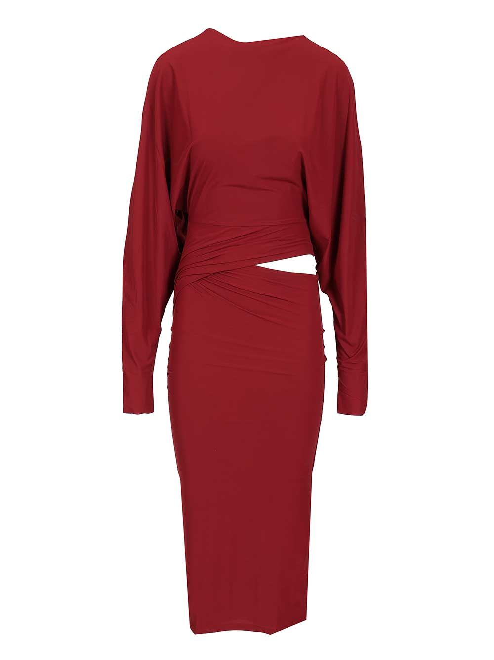 [Amazuin] Long sleeve dress FW25 11KARUBUBURGUNDY