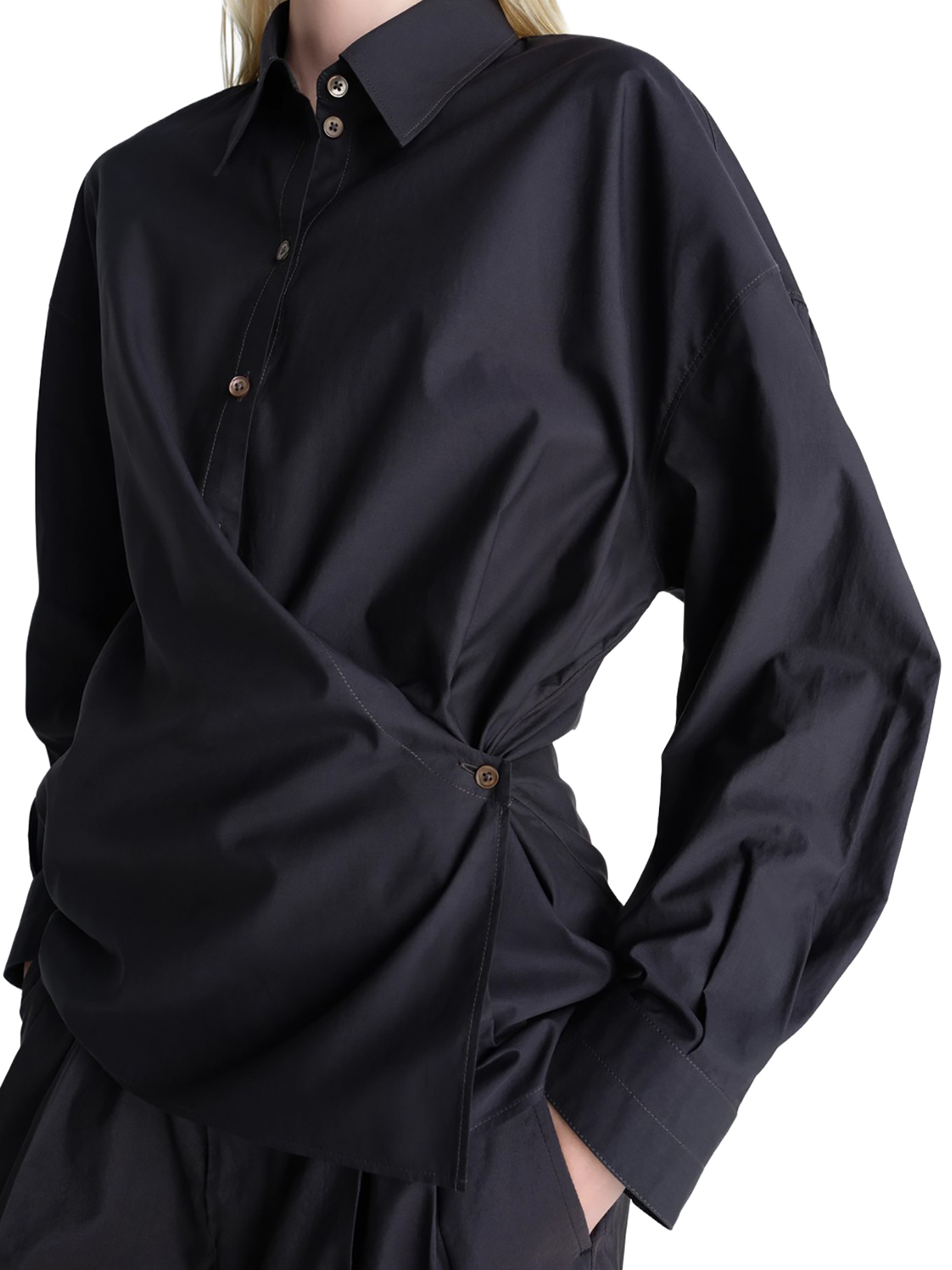 [LEMAIRE] Shirts Long Sleeve FW26 SH1141LF1500BK998 SQUID INK