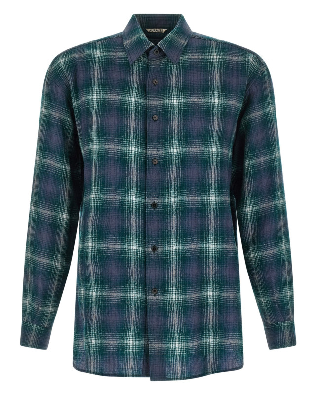 [AURALEE] Shirts Long Sleeve FW25 A25AS01WNFORESTGREENNAVY