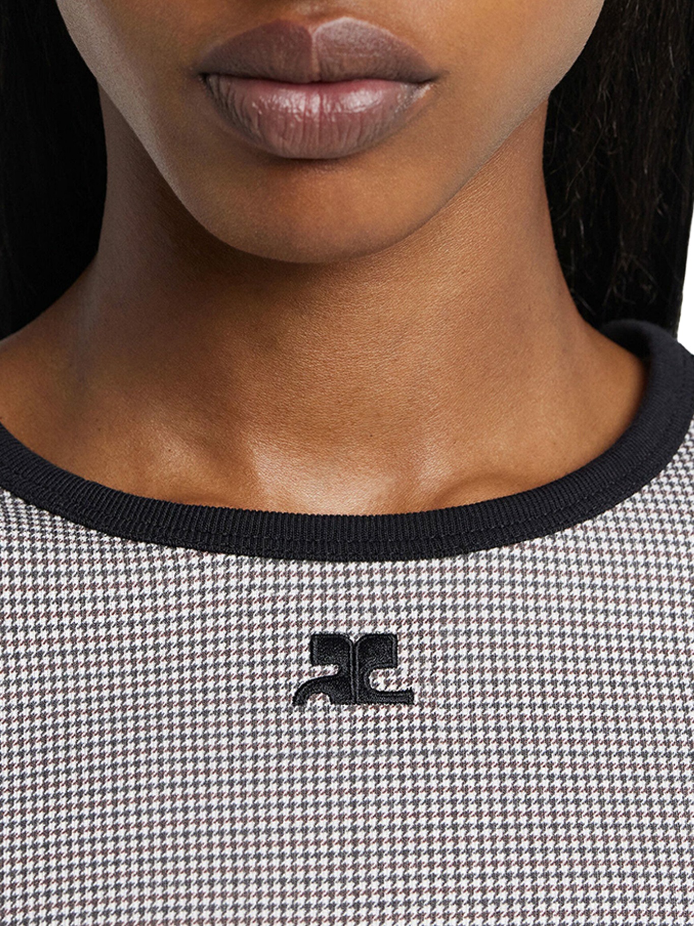 [Courreges] T-shirts Short Sleeve SS26 126JTS017JS0223B217 HOUNDSTOOTH BLACK