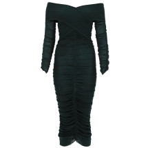 [Self-portrait] Long sleeve dress SS26 RS26-011MA-G_GREEN