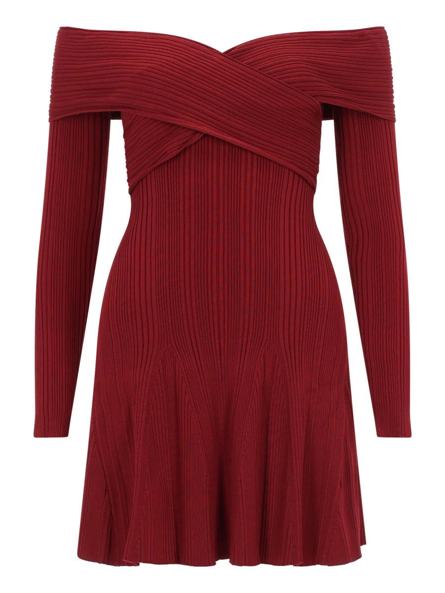 [Self-portrait] Long sleeve dress SS26 RS26-011SA-BU_BURGUNDY