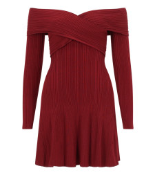 [Self-portrait] Long sleeve dress SS26 RS26-011SA-BU_BURGUNDY