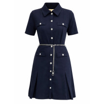 [MICHAEL BY MICHAEL KORS] Short sleeve dress SS26 MR683BX667_409MIDNIGHTBLUE