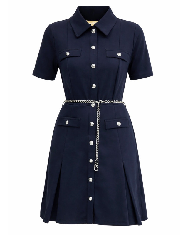 [MICHAEL BY MICHAEL KORS] Short sleeve dress SS26 MR683BX667_409MIDNIGHTBLUE