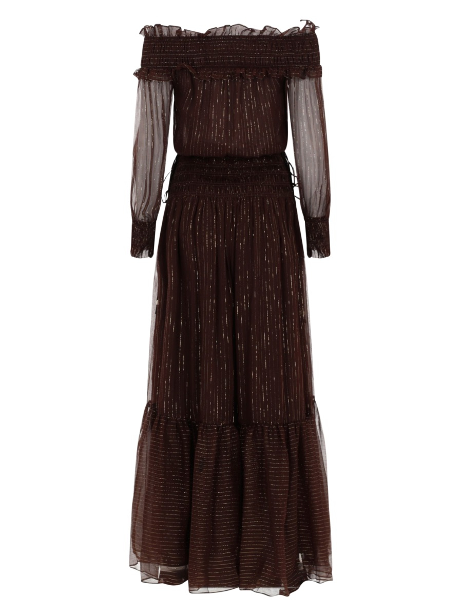 [Self-portrait] Long sleeve dress SS26 RS26-156XA-BR_BROWN