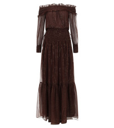 [Self-portrait] Long sleeve dress SS26 RS26-156XA-BR_BROWN