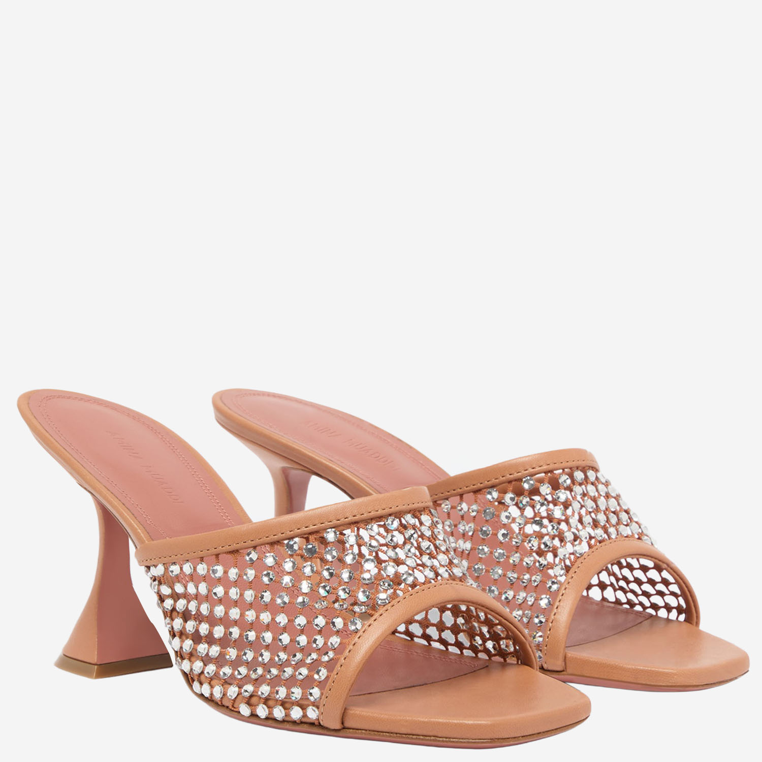 [Amina Muaddi] Pumps SS26 LUPITACRYSTALNETSLIPPER70LATTEWHITE