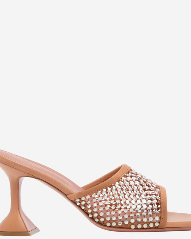 [Amina Muaddi] Pumps SS26 LUPITACRYSTALNETSLIPPER70LATTEWHITE