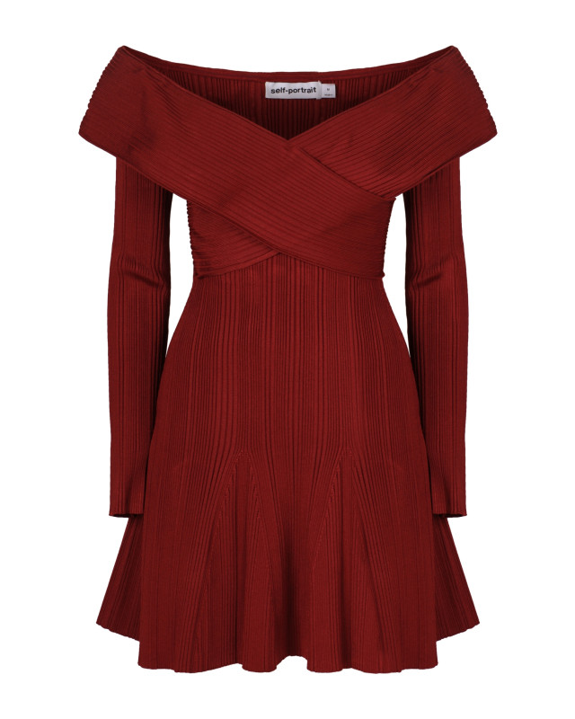 [SELF PORTRAIT] Long sleeve dress SS26 RS26011SABU_BURGUNDY