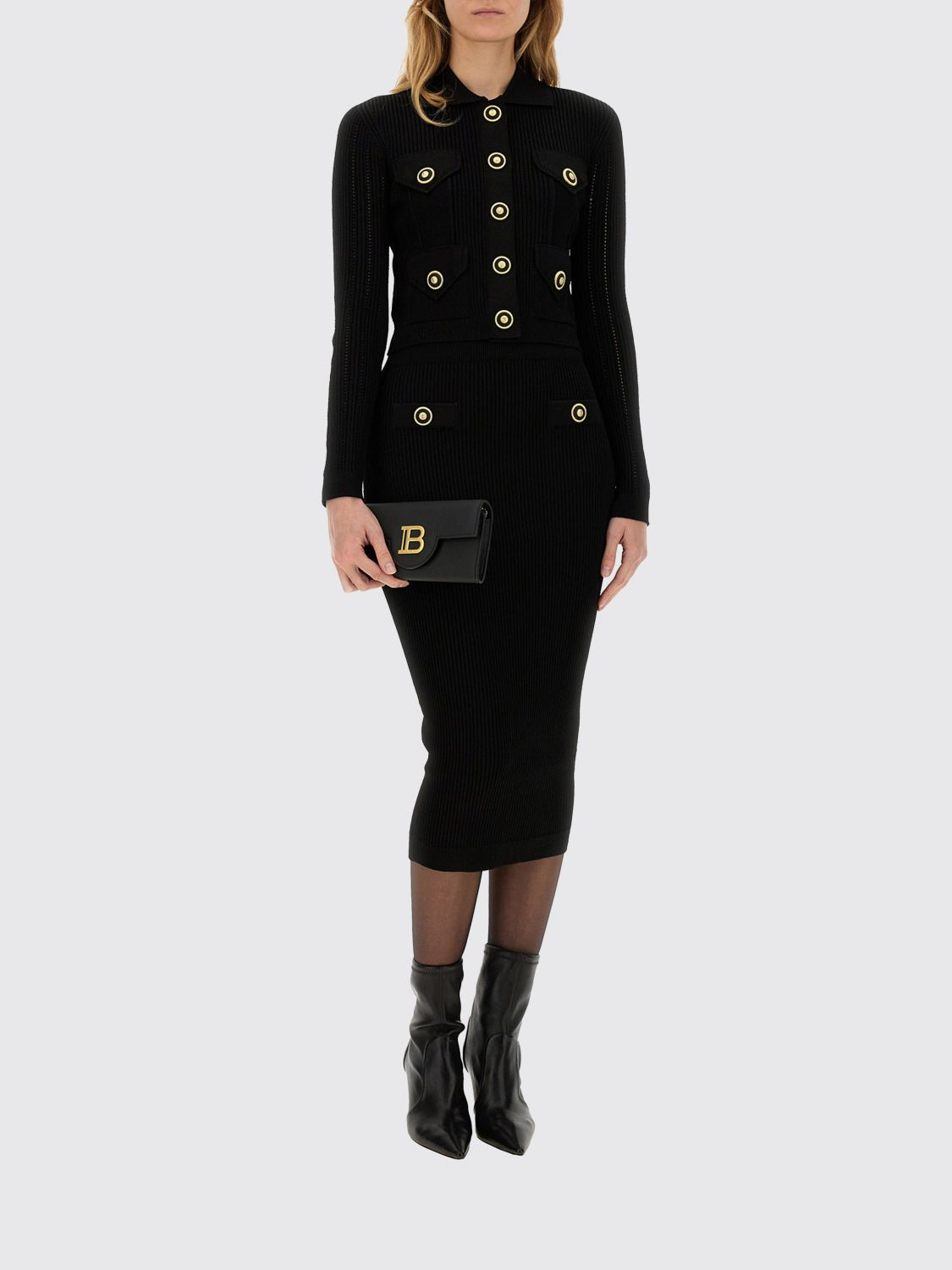 [Balmain] Cardigan FW25 EF1KL150KI10 0PA