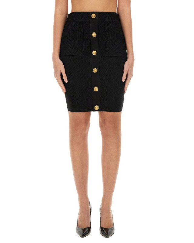 [Balmain] Midi skirt FW24 DF0LC017KH58_0PA