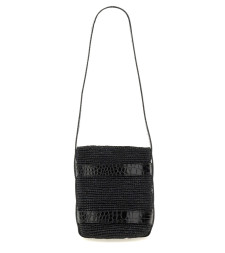 [MANEBI] Shoulder bag SS24 L9.8CT_RAFFIA&LEATHERBLACK&BLACK