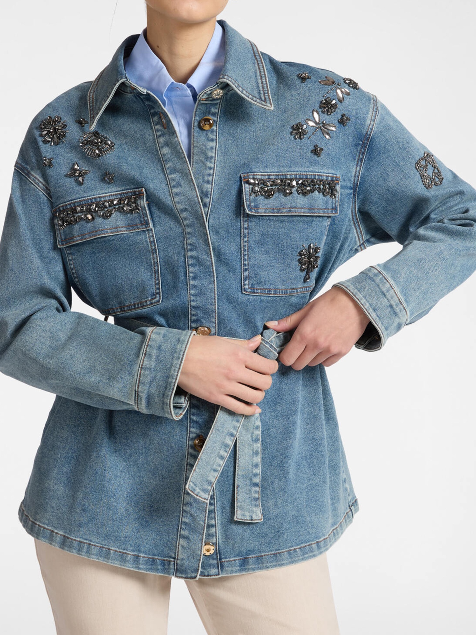 [ELENA MIRO`] Denim Jacket SS26 R426Z000025N