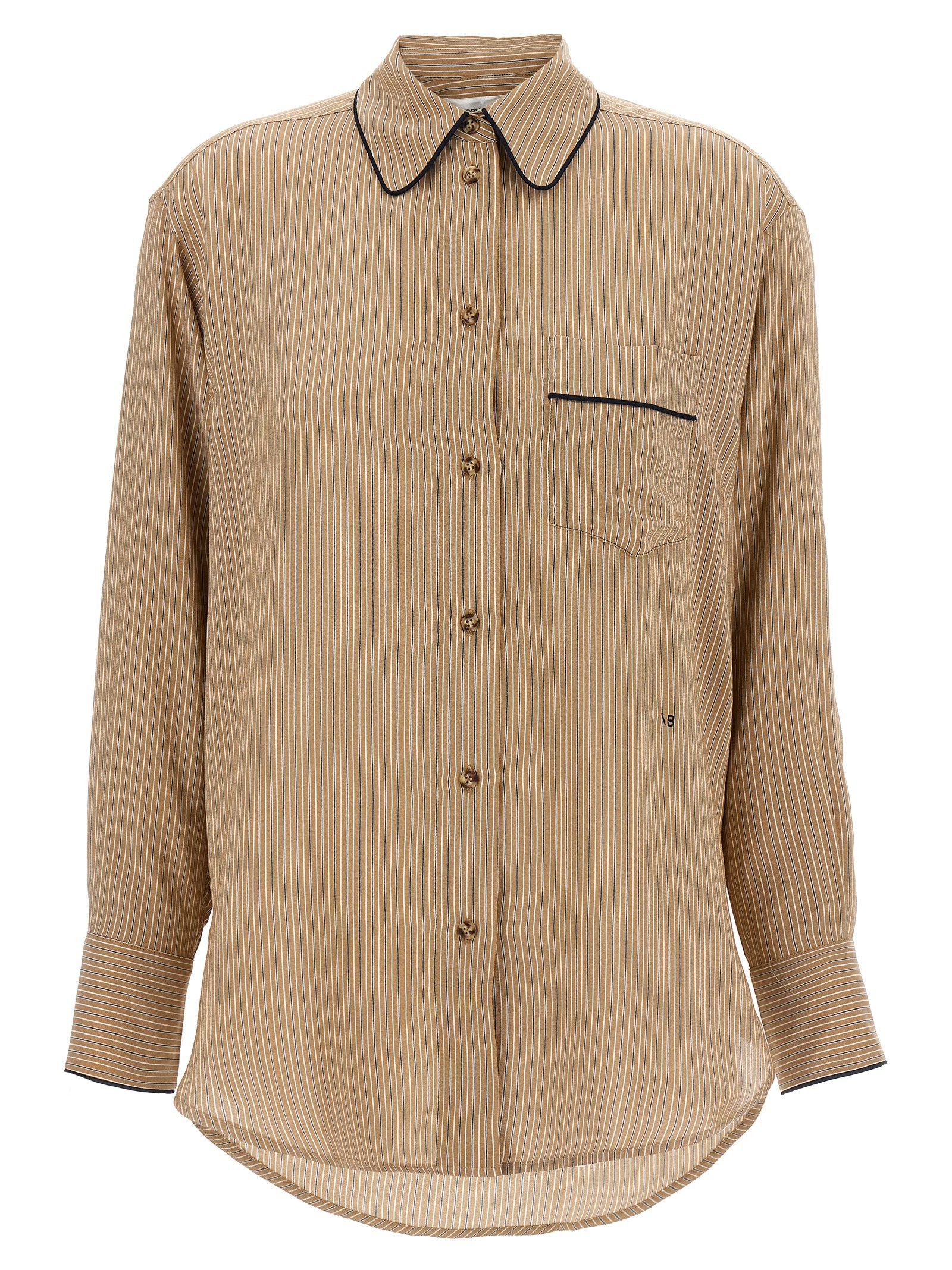 [VICTORIA BECKHAM] Shirts Long Sleeve SS25 1125WSH006013ATOBACCOMIDNIGHT