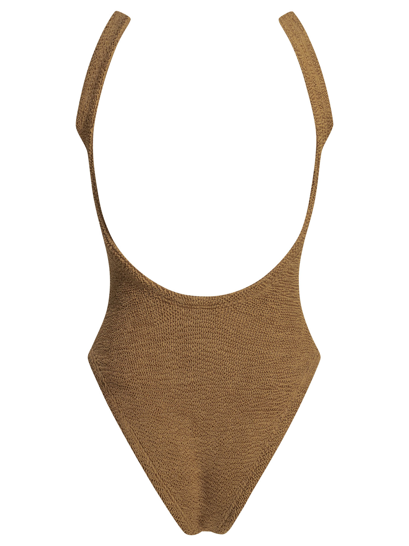 [Hunza G] Monokini SS26 SQUARE NECK SWIMMETALLIC CRINKLEMETALLIC COCOA