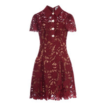[Self-portrait] Short sleeve dress FW26 PF26111SABUBURGUNDY