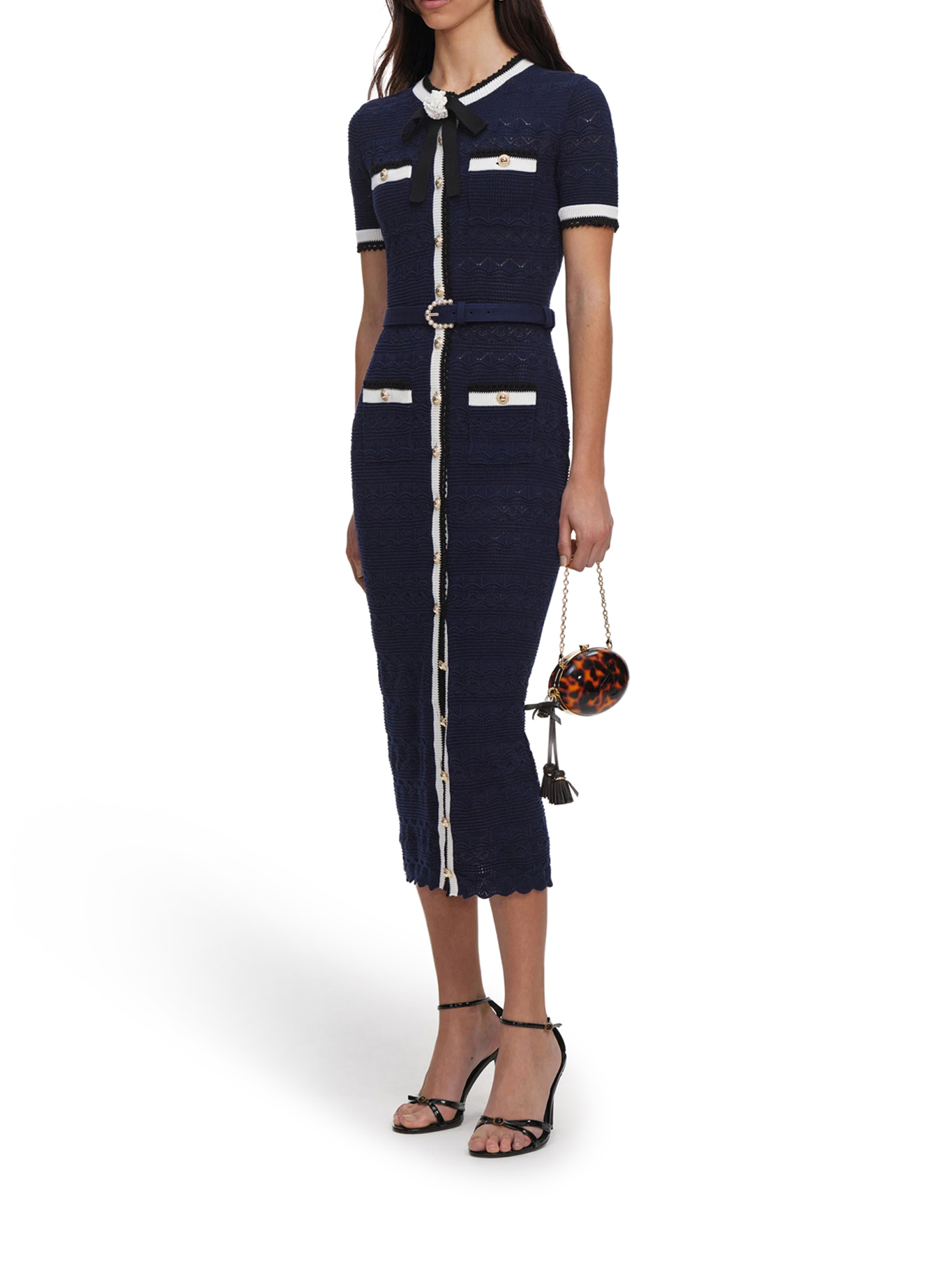 [Self-portrait] Short sleeve dress FW26 PF26072MANNAVY