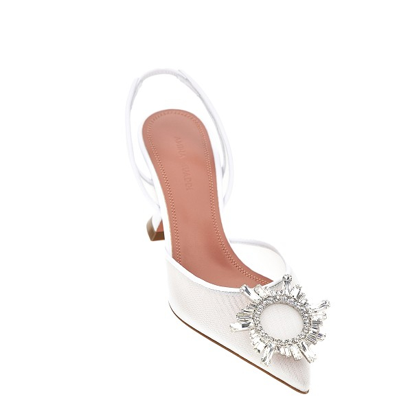 [Amina Muaddi] Sandals SS26 BEGUMMESHSLING70MESHWHITE-WHITE