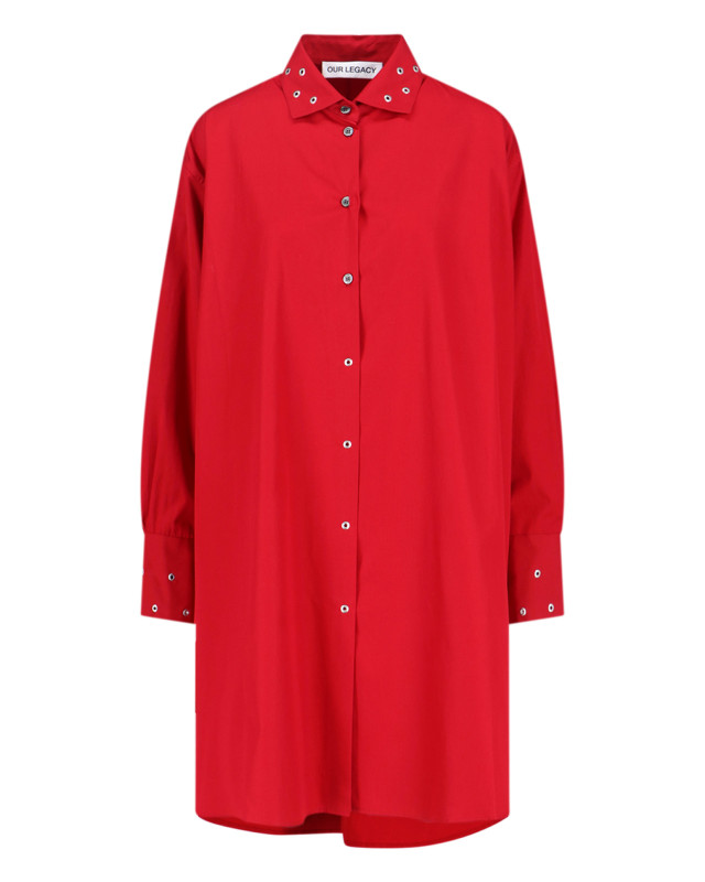 [Our Legacy] Long sleeve dress FW25 W4257FLLIPSTICK RED SUPER POPLIN