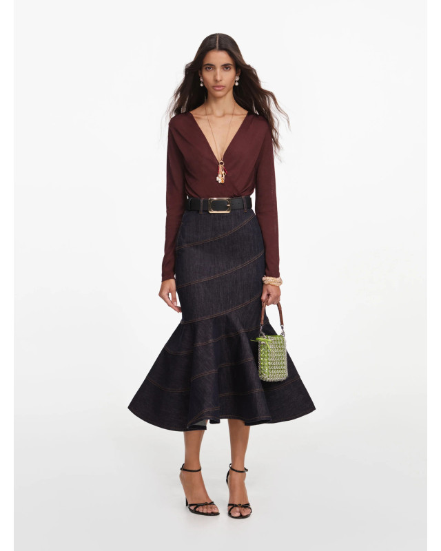 [SELF PORTRAIT] Long skirt FW26 PF26810MSKBLBLUE