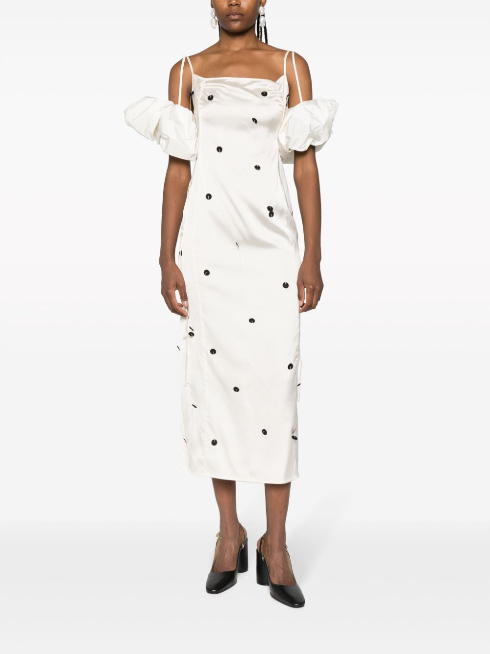 [JACQUEMUS] Short sleeve dress FW23 233DR0741000OFFWHITEBLACK