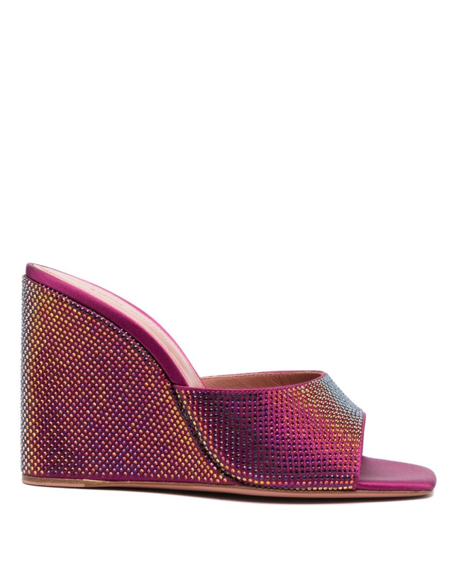 [Amina Muaddi] Sandals SS23 LUPITACRYSTALWEDGESATINMAGENTA