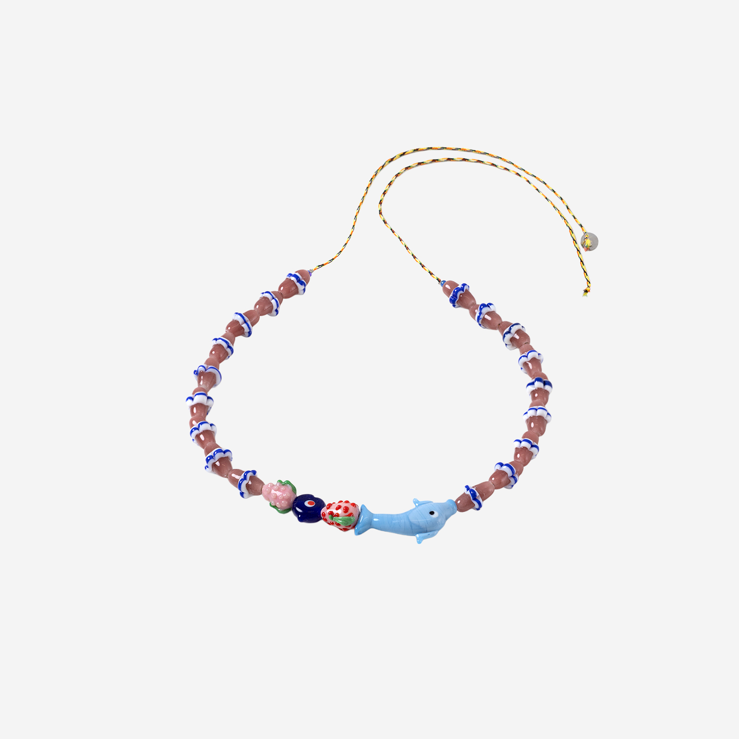 [SORBET ISLAND] Bracelet SS26 MIXEDGLASSBEADDOLPHINPINKRED