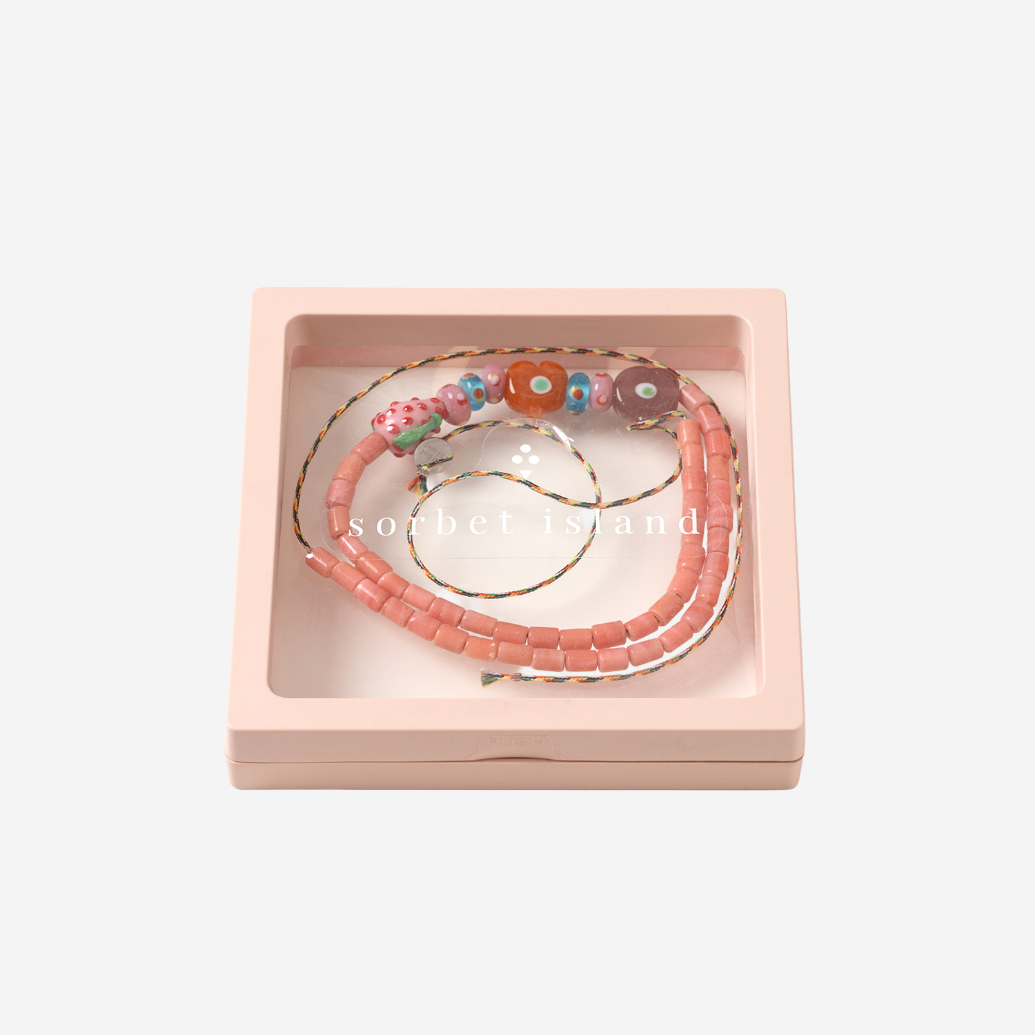 [SORBET ISLAND] Bracelet SS26 MIXEDGLASSBEADSTRAWBERRYPINK