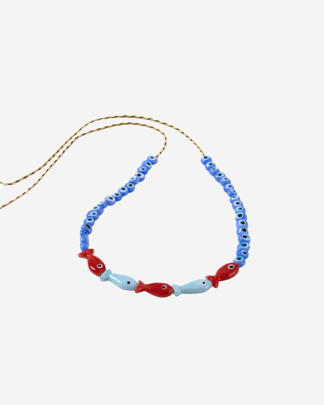 [SORBET ISLAND] Bracelet SS26 FISHGLASSBEADREDLIGHTBLUE