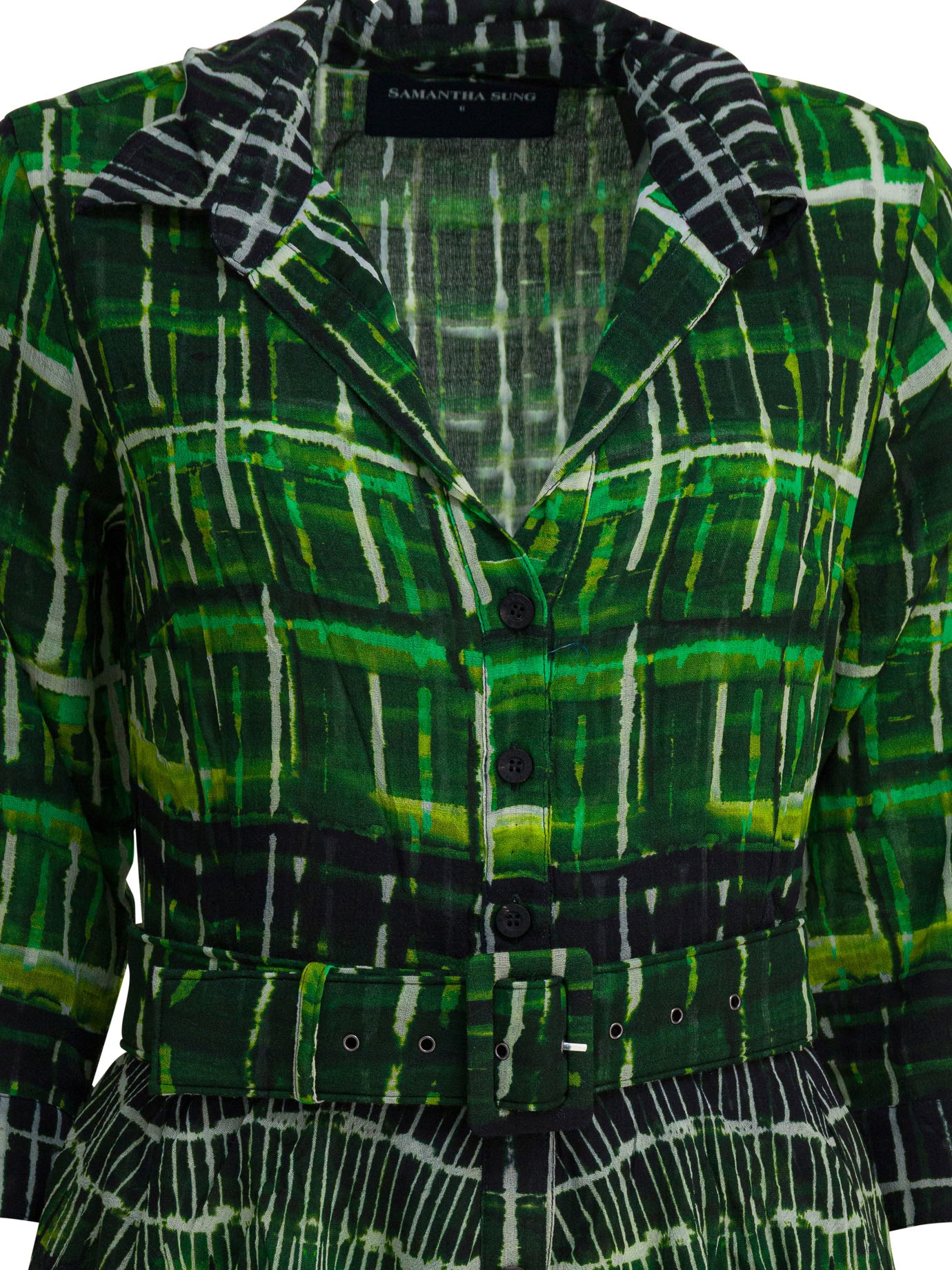 [Samantha Sung] Long sleeve dress FW25 ASTERWATERCOLOR PLAID GREEN