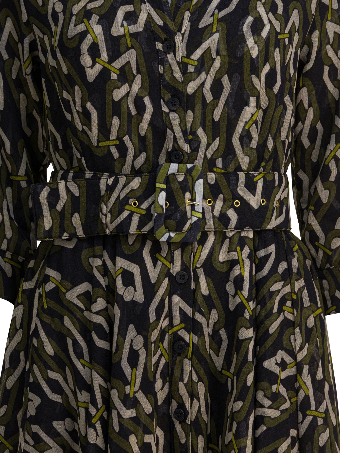 [Samantha Sung] Long sleeve dress FW25 ASTERMULTI CHAIN BIG DARK BLACK OLIVE GREEN